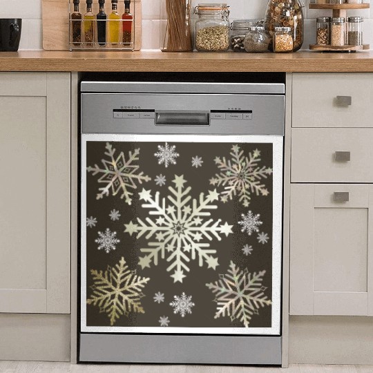 Beige Snowflakes Christmas Pattern Dish Washer Covers