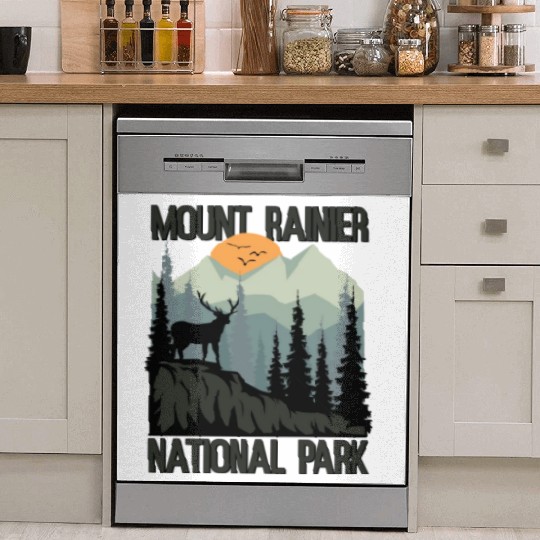 Mount Rainier National Park Mountains Deer Dish Washer Covers