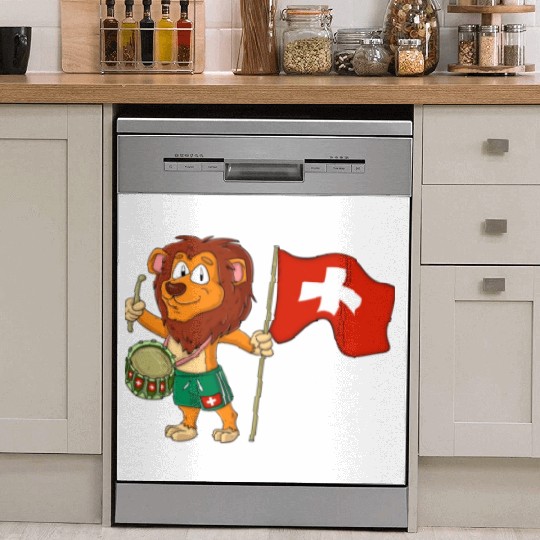 Lion with the Switzerland flag Dish Washer Covers