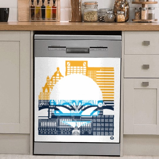 Milwaukee Skyline Squared Milwaukee Peoples Flag D Dish Washer Covers