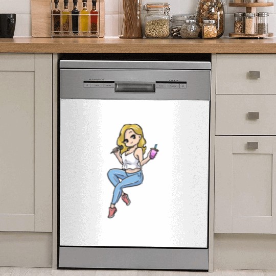 Fueled By Kpop And Bubble Tea Funny Kpop Gift Dish Washer Covers