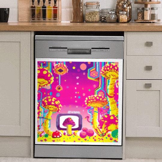 Psychedelic Video Game Fantasy World Dish Washer Covers