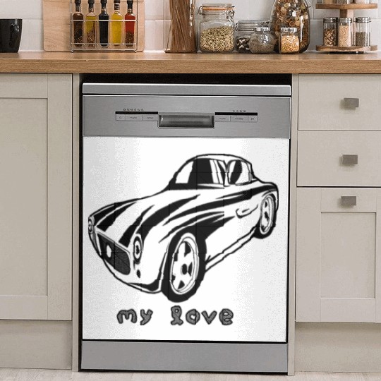 Car with typography Dish Washer Covers