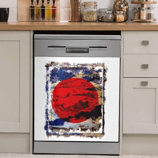 Japan Flag Red Circle Blue Mountain Collage Art 74 Dish Washer Covers