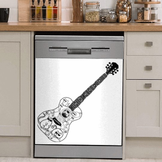 Guitar With Cats Guitar Player Guitar Musician Gui Dish Washer Covers