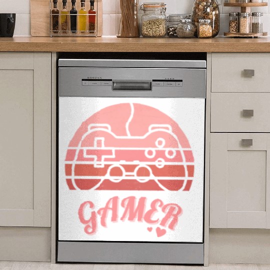 Pink Retro Gamer Valentine Day Dish Washer Covers
