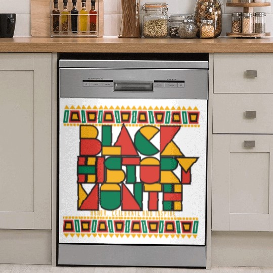Black Geometric History Month Dish Washer Covers