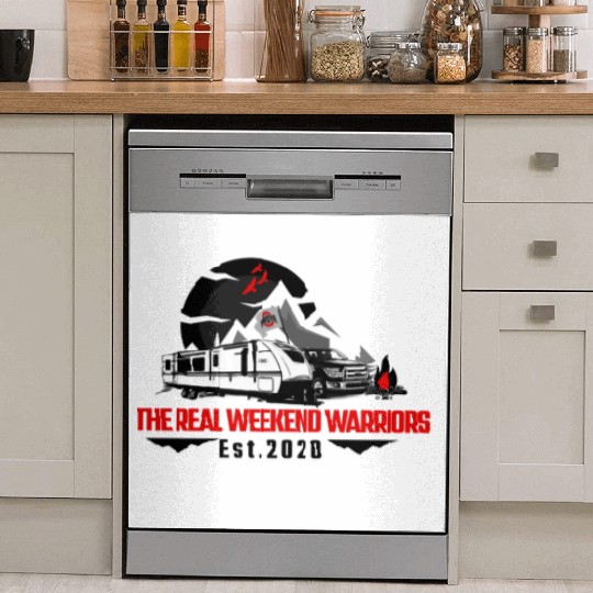 The Real Weekend Warriors Latest Logo in Red Dish Washer Covers