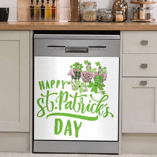 Happy St Patricks Day Irish Flamingo Dish Washer Covers