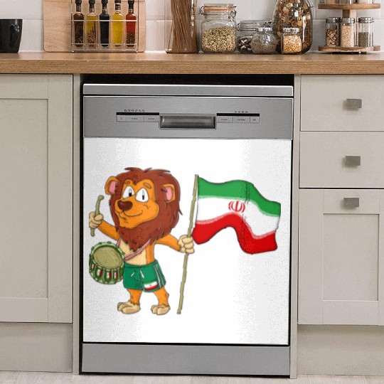 Lion with the Iran flag Dish Washer Covers