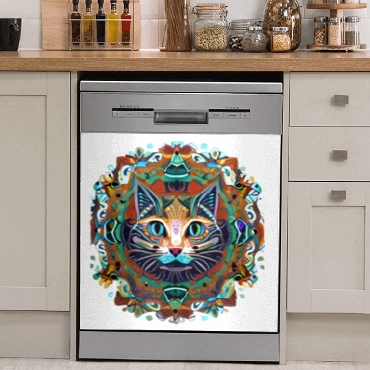 Cat Mandala. Cute Namaste Mindfulness Design Dish Washer Covers