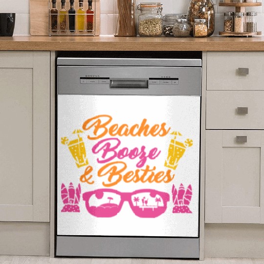 Beaches Booze Besties Summer Vacation Spring Break Dish Washer Covers