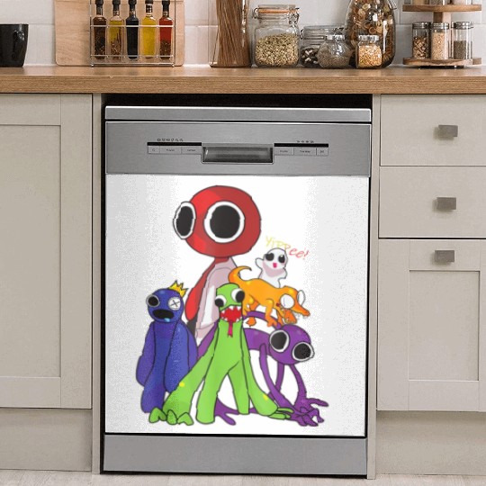 Rainbow Friends blue red orange green Dish Washer Covers