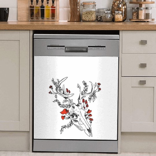 Gothic Deer Skull Moon Phase Witch Occult Dish Washer Covers