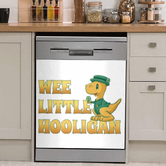 Wee Lil Hooligan loves Dinosaur St Patrick Day Dish Washer Covers