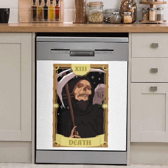 Anime Tarot Card Death Grim Reaper Occult Gothic W Dish Washer Covers