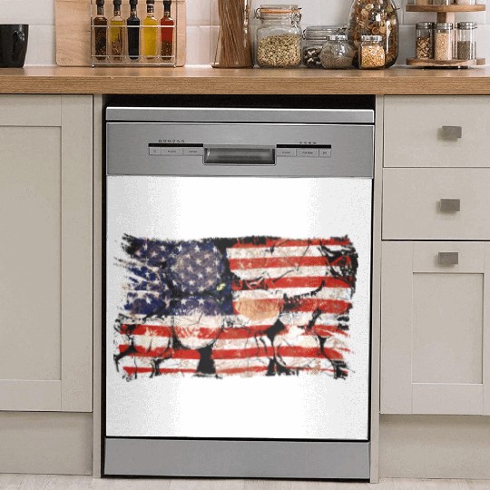 The Usa Flag Tree Trunks America Patriotism Dish Washer Covers