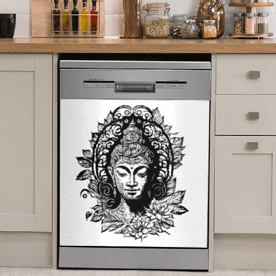 Meditating Buddha Enlightenment Portrait Dish Washer Covers