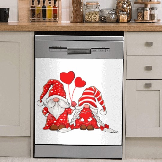 Gnomes Couple Holding Hearts Love Pattern Dish Washer Covers