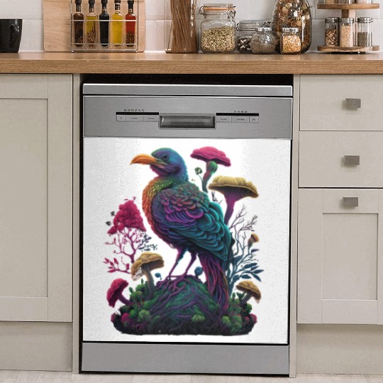 trippy patterns psychedelic Mushroom phoenix bird Dish Washer Covers