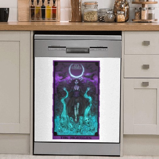 The Goddess Morrigan in Death Tarot Card Dish Washer Covers