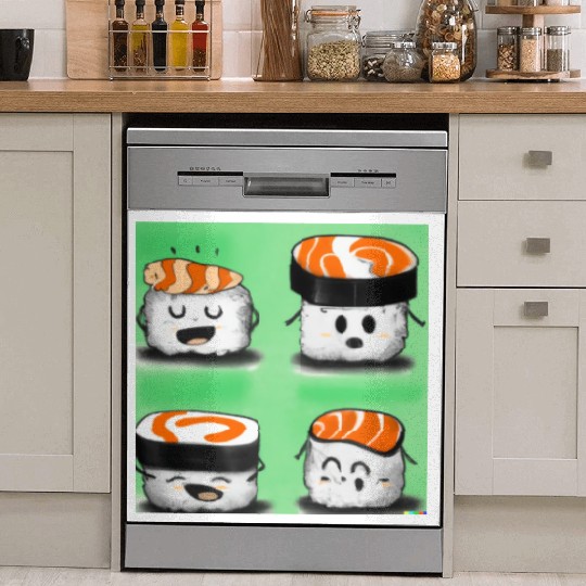 Happy Cheerful Sushi I Love Sushi Design Dish Washer Covers
