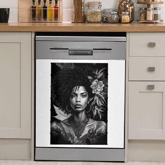 Black-and-White Afrocentric Art Dish Washer Covers