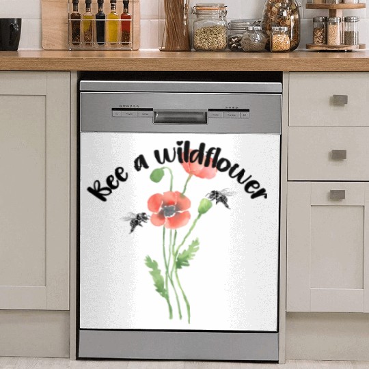 Bee a wildflower, poppies Dish Washer Covers