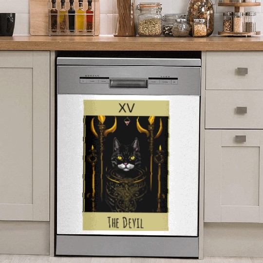 Tarot card the devil cat - readings and astrology Dish Washer Covers