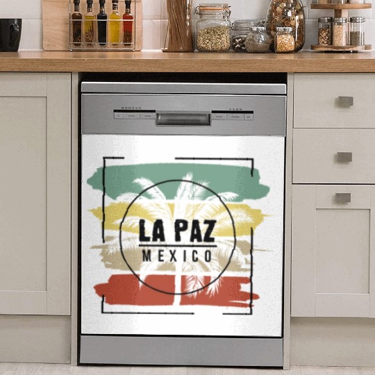 La Paz Mexico Palm Tree Retro Artistic Dish Washer Covers