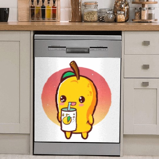 Refreshing mango enjoying mango juice Dish Washer Covers