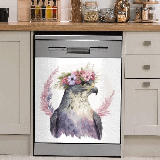 Falcon Birds Of Prey Flower Crown Floral Bird Watc Dish Washer Covers