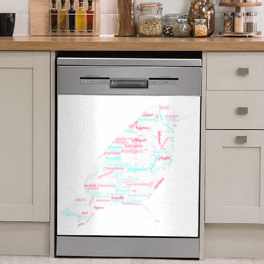 Bird Graphic Dish Washer Covers with Words Pattern design.