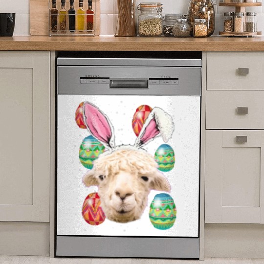 Easter Bunny Alpaca Funny Farmer Easter Alpaca Dish Washer Covers