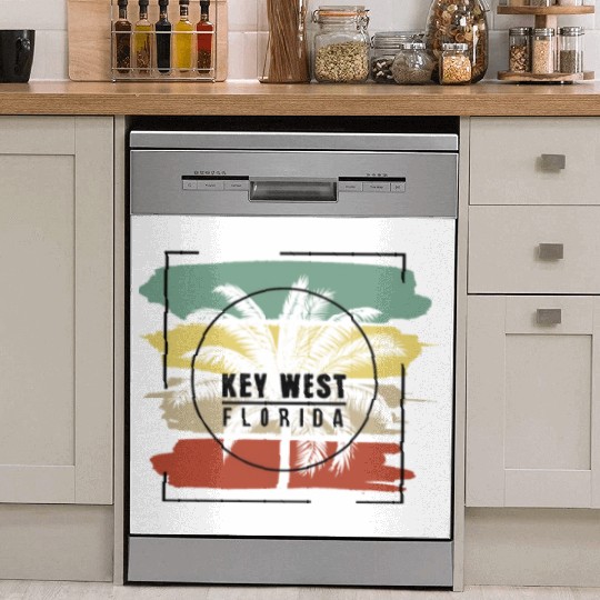 Key West Florida Palm Tree Retro Artistic Dish Washer Covers