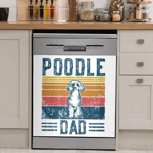 Dog Dad Vintage Poodle Dad Dish Washer Covers