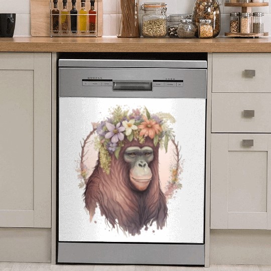 Cute Orangutan Flower Crown Monkey Lover Dish Washer Covers