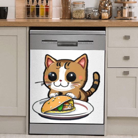 Cute Cat and Taco: A Playful Combination for Your Dish Washer Covers