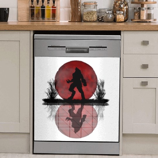 Werewolf Under A Full Blood Moon Howling Dish Washer Covers