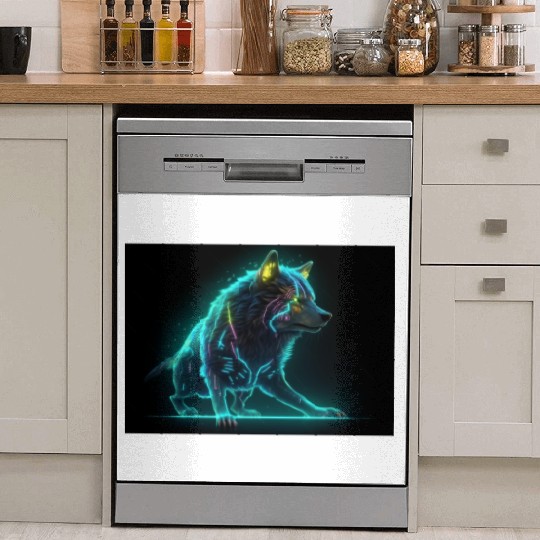Neon Moon Wolf Dish Washer Covers