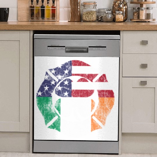 Firefighter St Patric Day Irish American Flag Dish Washer Covers