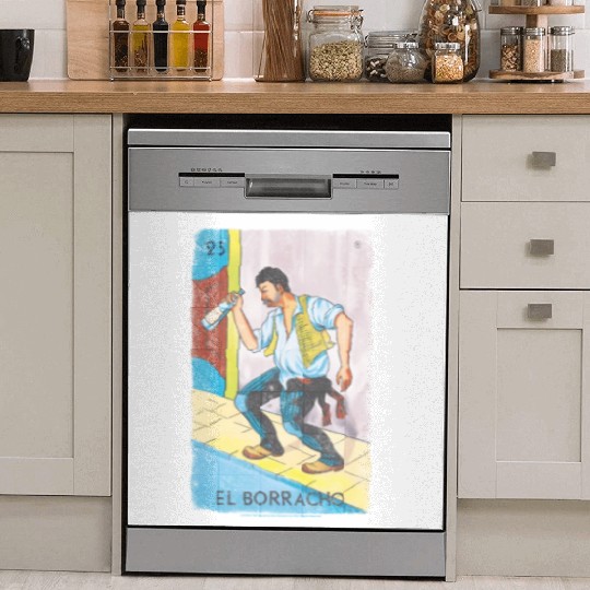 Loteria El Borracho Colorful Tarot Card Dish Washer Covers