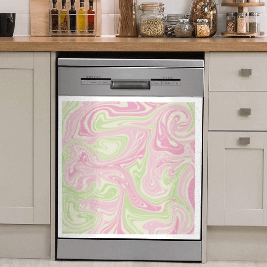 Psychedelic Swirl Green Pink Pattern Dish Washer Covers