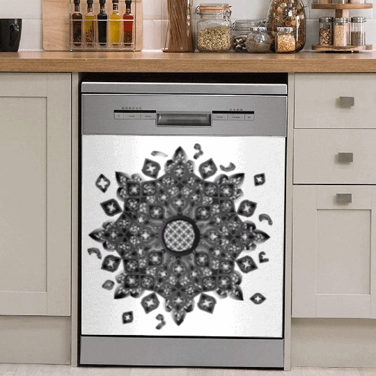 Gothic rosette stained glass ornament Dish Washer Covers