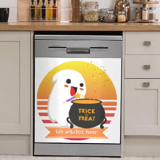 Halloween Cute Ghost Witching Hour Trick Or Treat Dish Washer Covers