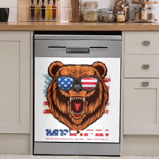 Merica Independence Day American Bear USA Party Dish Washer Covers