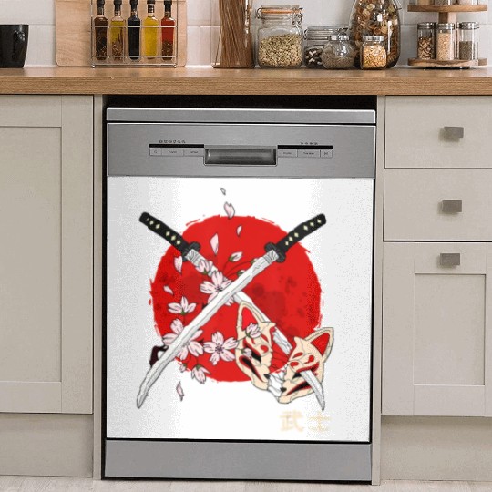 Ancient Japanese Cherry Blossom Samurai Katana Swo Dish Washer Covers