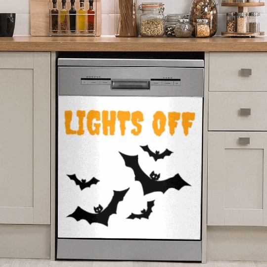 Lights off Scary Bats Halloween Dish Washer Covers