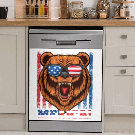 Merica Independence Day American Bear USA Party Dish Washer Covers