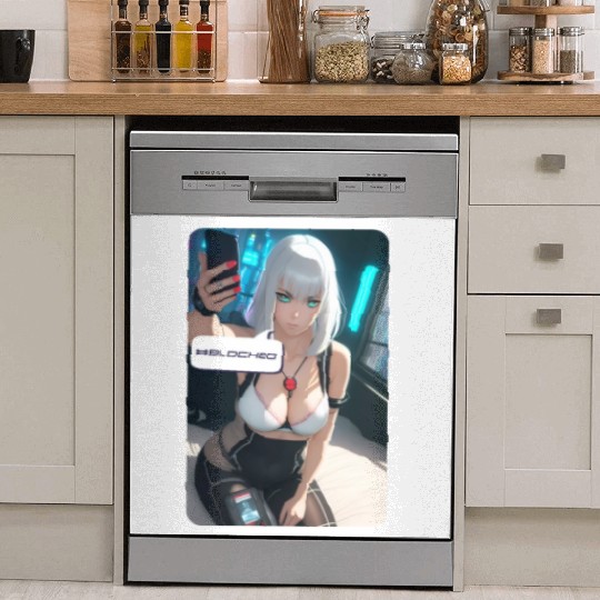 Cyberpunk Waifu Influencer Design 1 Dish Washer Covers